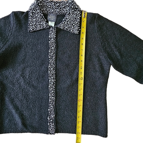 Susan Bristol Merino Wool Sweater with beautiful bead trim. - Picture 8 of 9